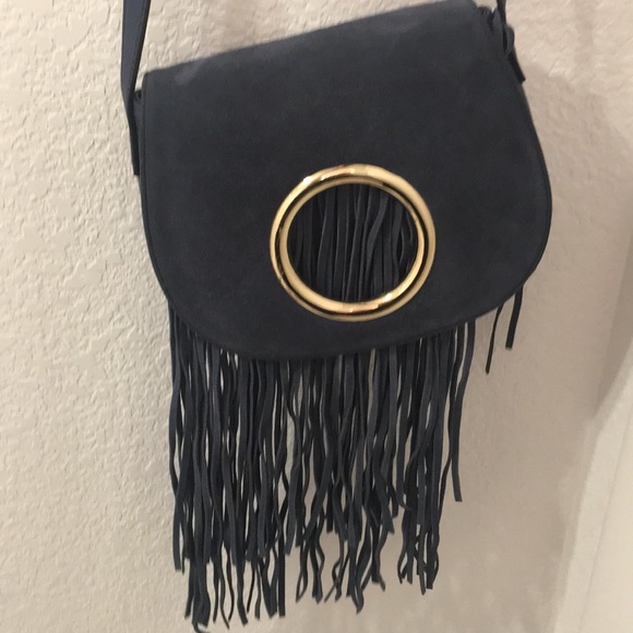 Steve Madden Handbags - NWOT Steve Madden crossbody fringe Blue Leather